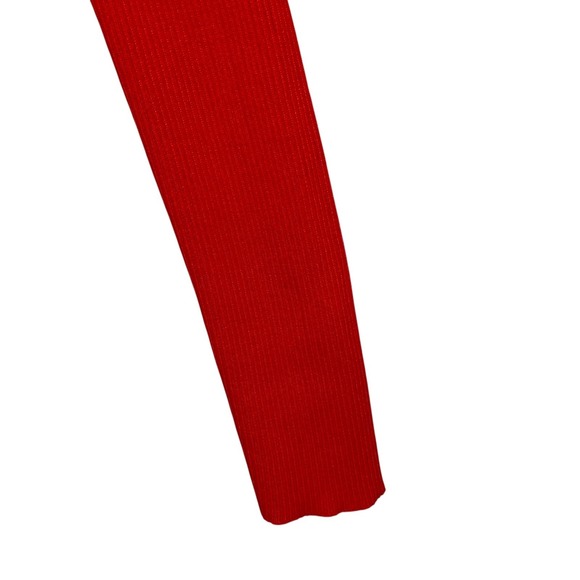 Anthropologie Red Ribbed Turtleneck Puff Shoulder Sweater Medium Long Sleeve - Picture 6 of 13